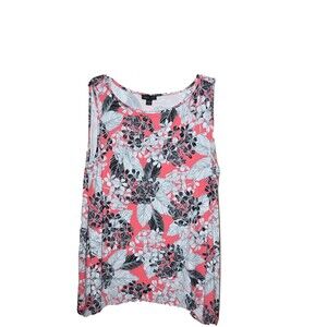 J Jill Tank top Womens M Petite Pink floral Sleeveless shirt Summer Vacation